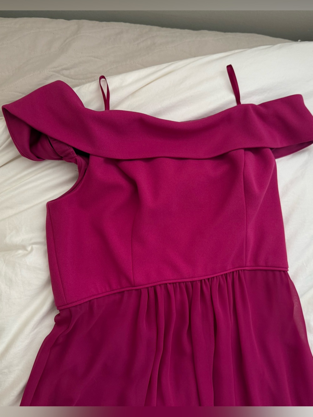 Adrianna Papell Pink Chiffon off The Shoulder Gown - Picture 6 of 10